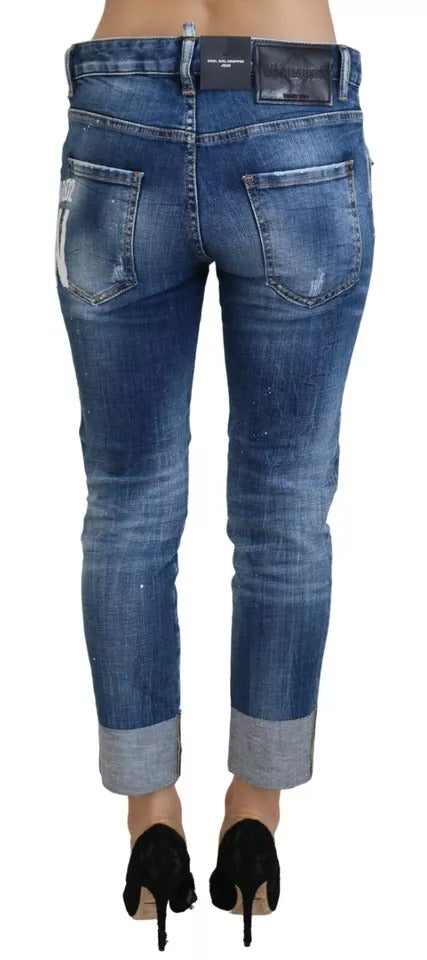 Dsquared² Blue Icon Düşük Bel Kısa Havalı Kız Kot Pantolonu